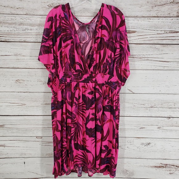 Torrid Women's Pink Mesh Smock Waist Cover Up Dress Size 4 - Picture 2 of 15